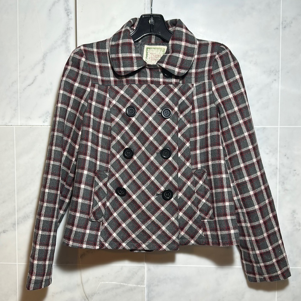 - Flying Tomato Checkard Pea coat size S